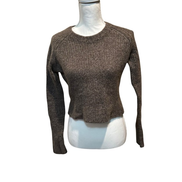 White + Warren Sweaters - White + Warren Women's‎ Sweater Small Brown Cashmere Silk Blend Long Sleeve Crop